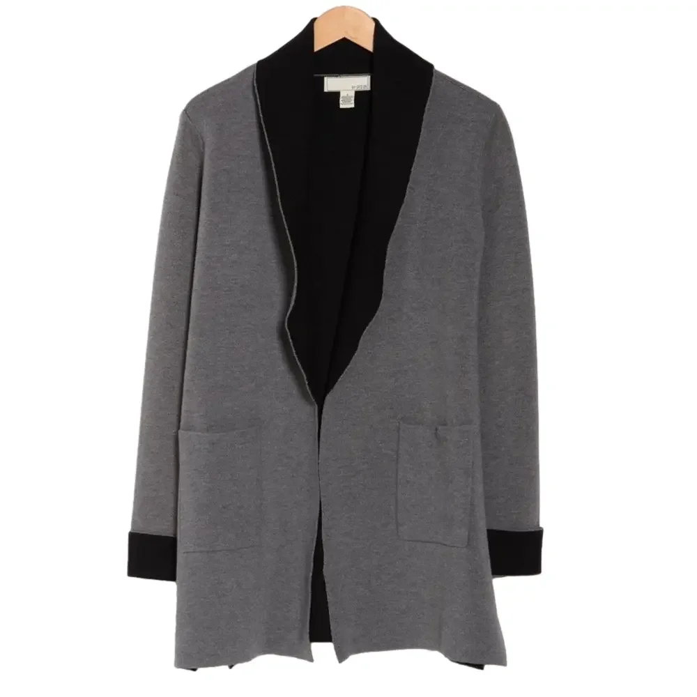 By Design 3X Open Emma Open Front Cardigan Charcoal Heather Grey Black NWT